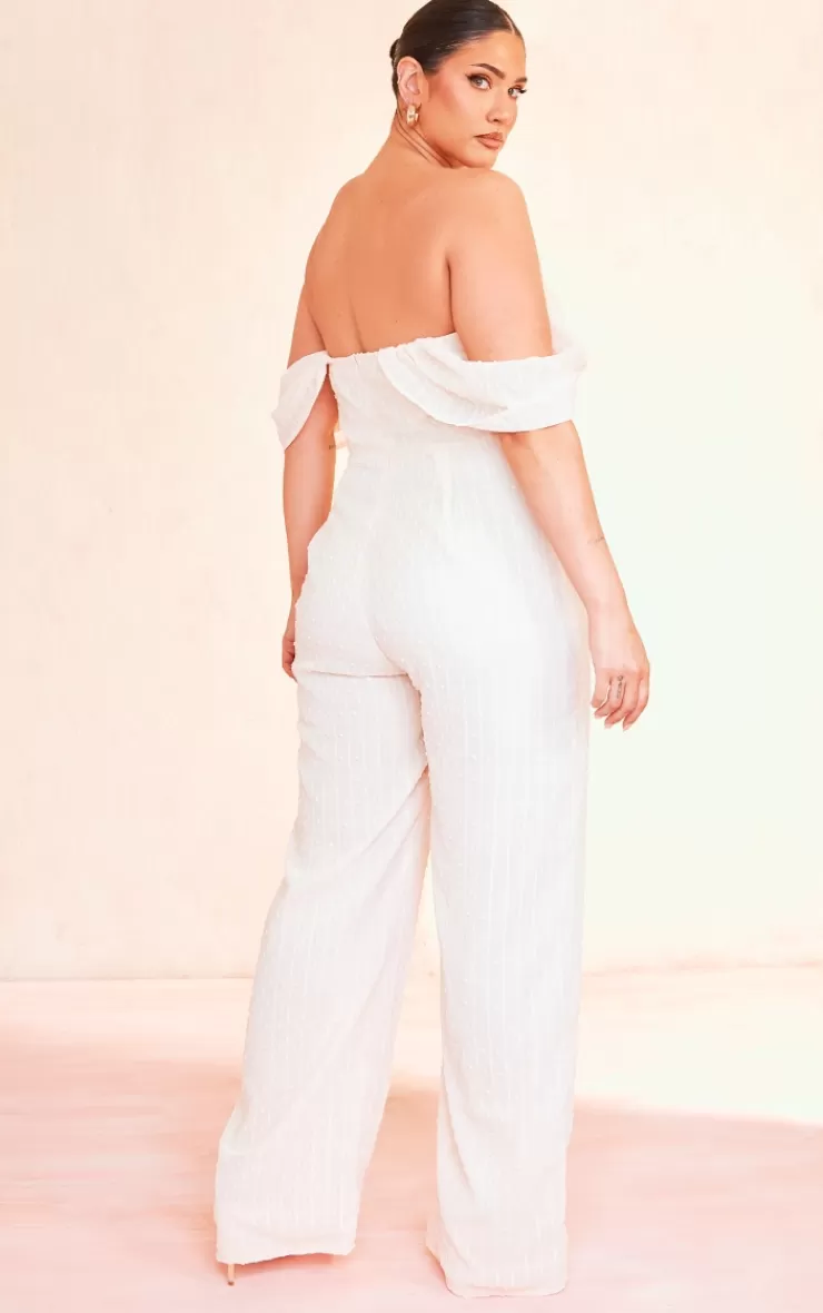 PrettyLittleThing Plus Dobby Mesh Corset Jumpsuit< Wedding Shop