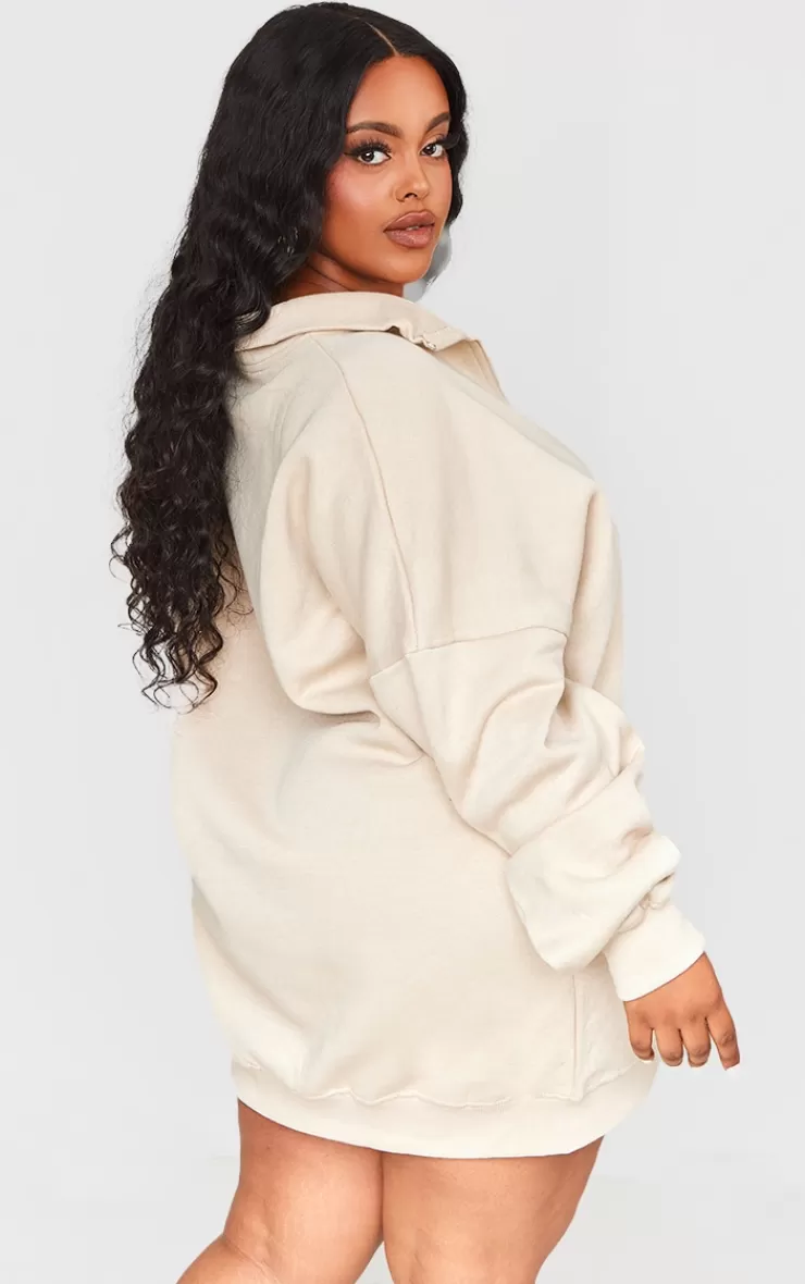 PrettyLittleThing Plus Half Zip Sweatshirt Dress< Mini Dresses