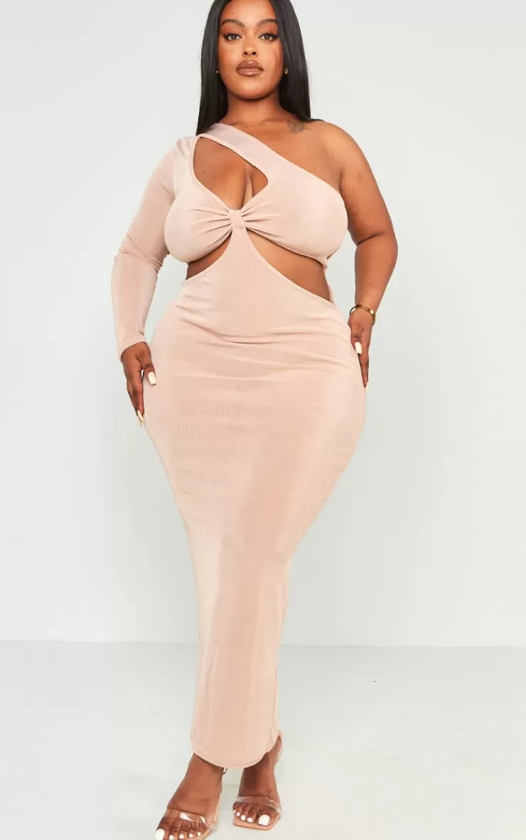 PrettyLittleThing Plus Acetate Slinky Cut Out Maxi Dress< Maxi Dresses