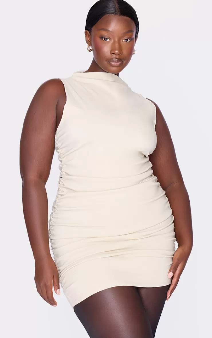 PrettyLittleThing Plus High Neck Ruched Bodycon Dress< Going Out