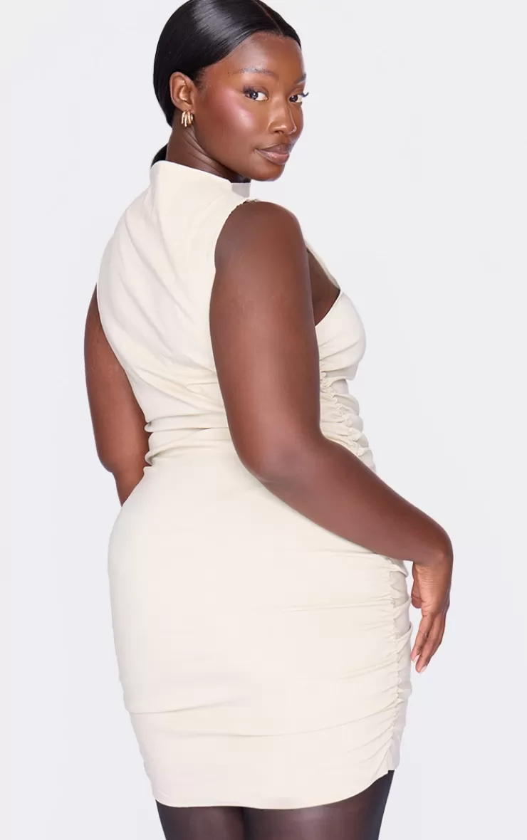 PrettyLittleThing Plus High Neck Ruched Bodycon Dress< Going Out