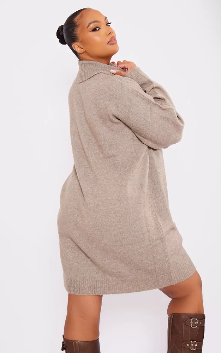 PrettyLittleThing Plus Knitted Slouchy Sweater Dress< Casual Dresses