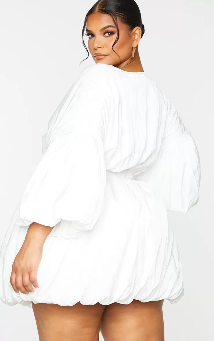 PrettyLittleThing Plus Puff Sleeve Puffball Hem Dress< Bridal Shower