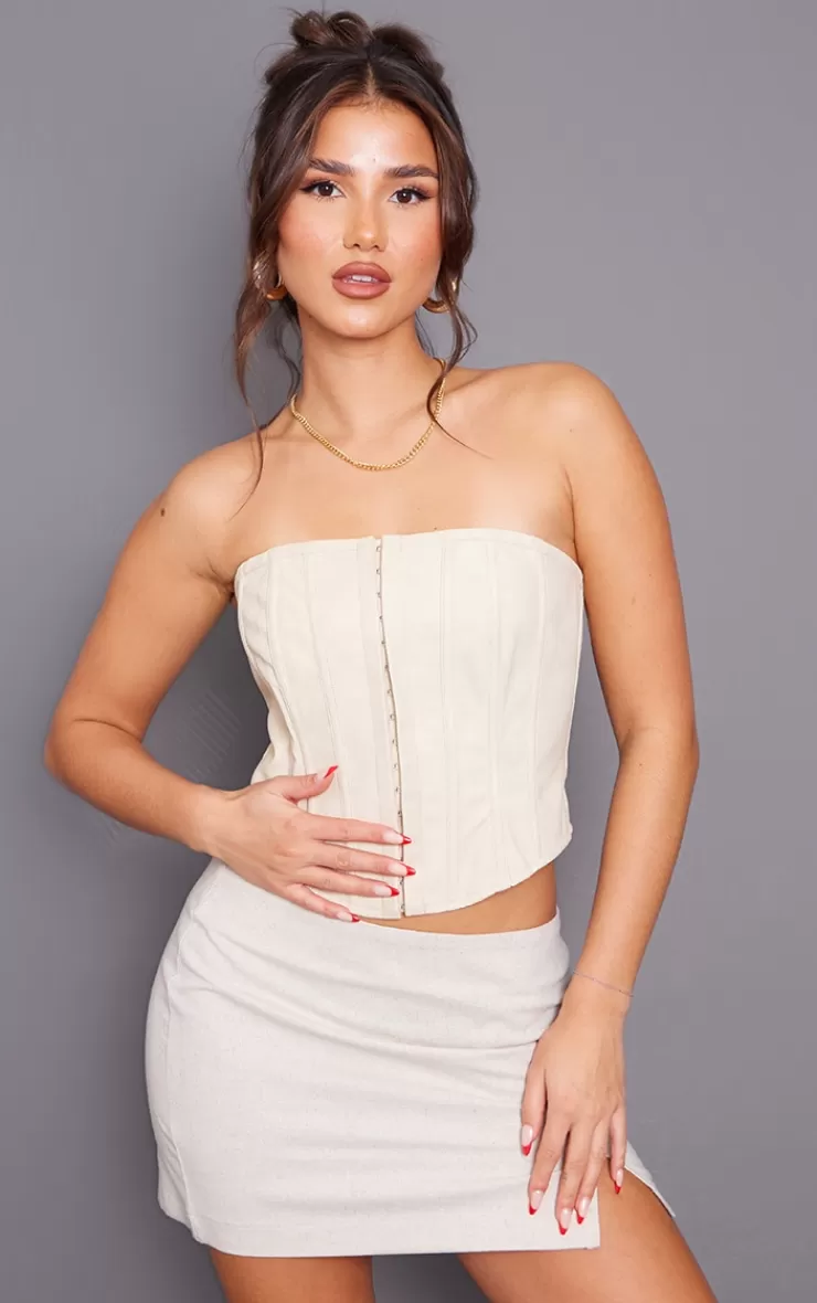 PrettyLittleThing Premium Linen Look Split Mini Skirt< Going Out