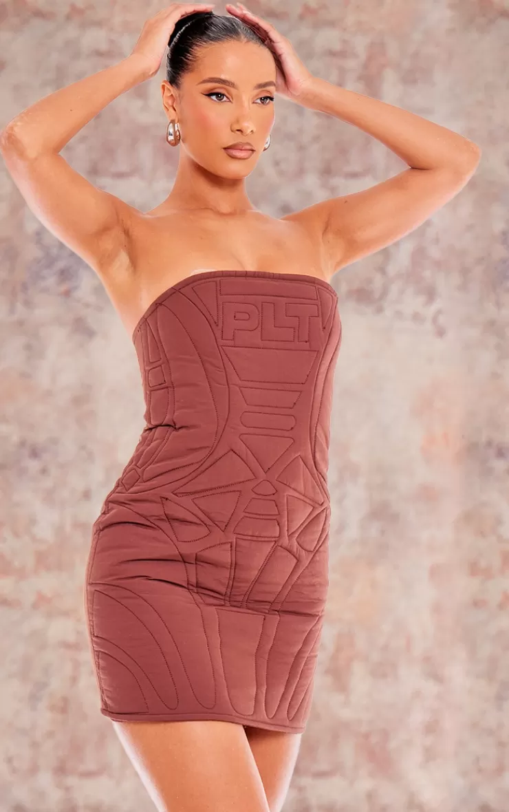 PrettyLittleThing Nylon Padded Bodycon Dress< Bodycon Dresses