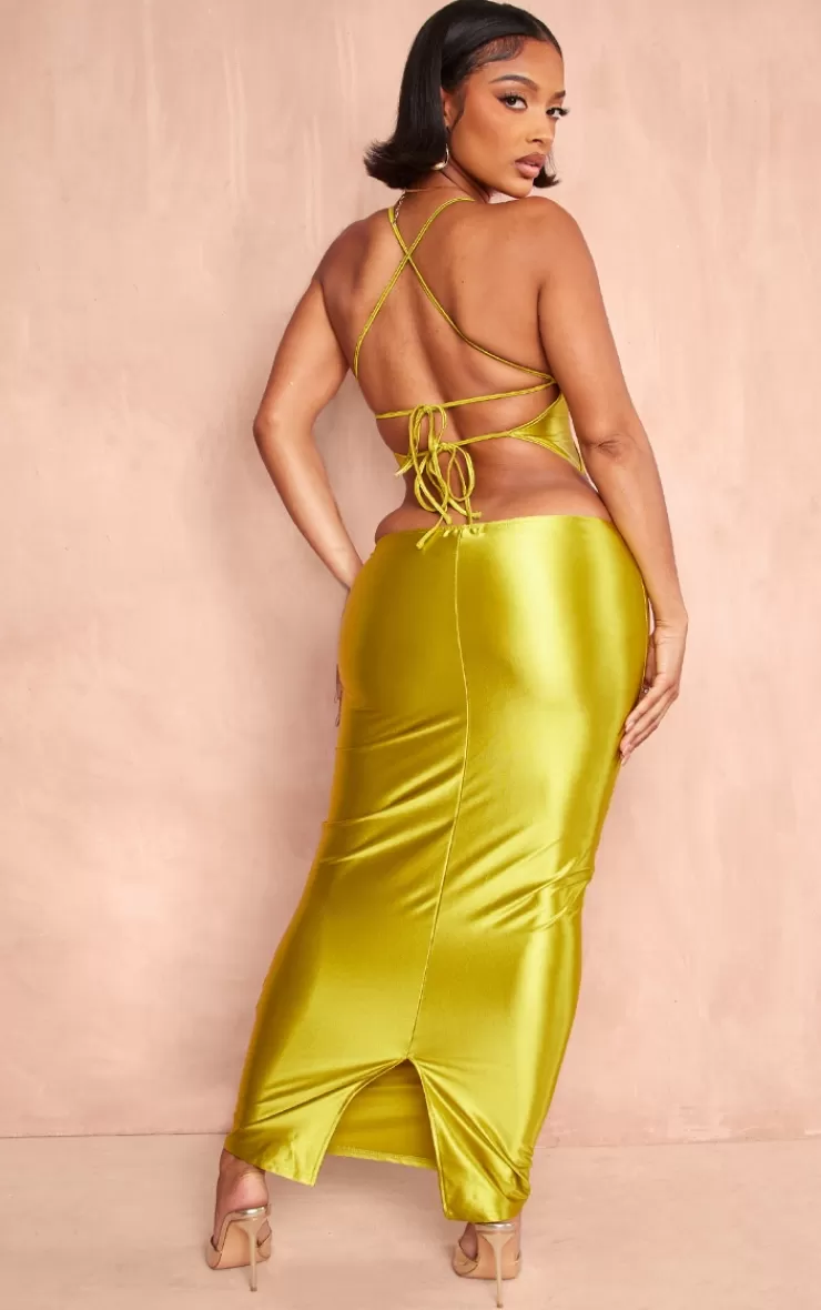 PrettyLittleThing Shape Stretch Satin Cut Out Detail Midaxi Dress< Occasion Dresses