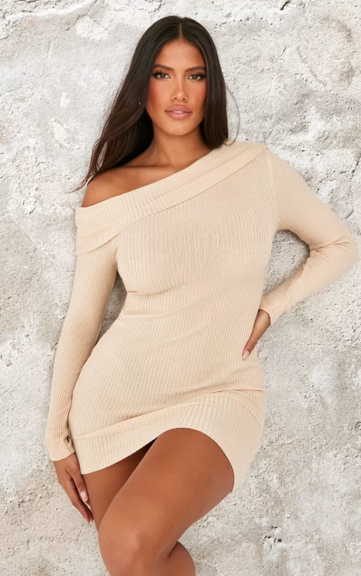 PrettyLittleThing Shape Off Shoulder Fold Over Knitted Bodycon Dress< Bodycon Dresses