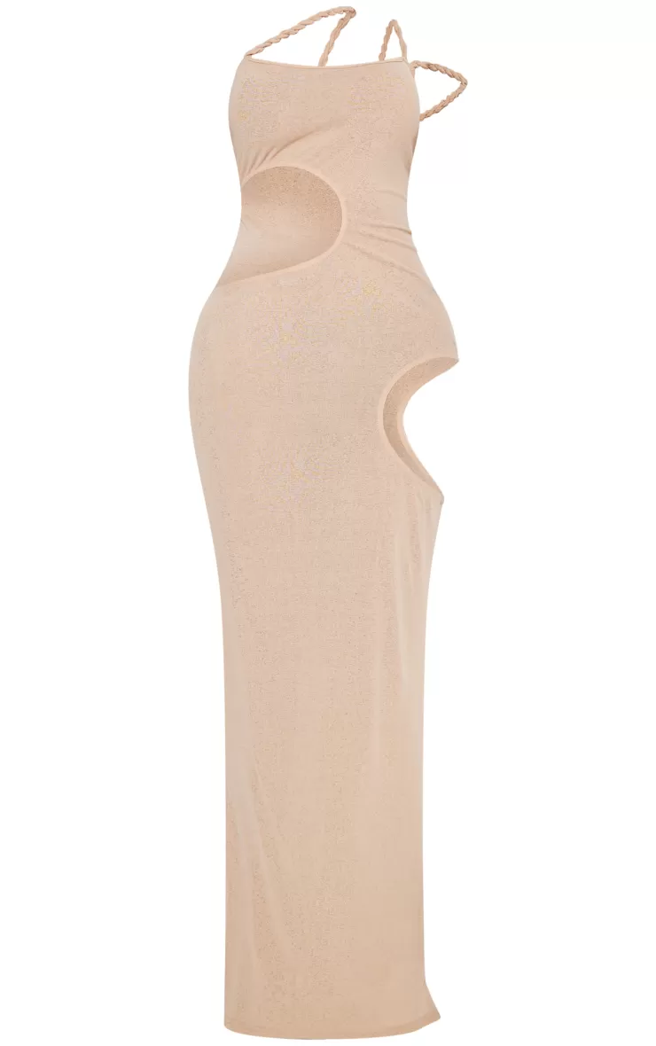 PrettyLittleThing Shape Sheer Mesh Twist Strap Cut Out Side Maxi Dress< Maxi Dresses