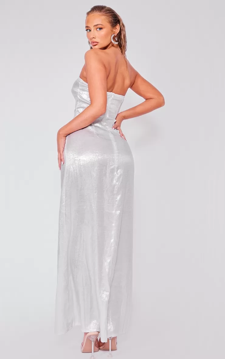 PrettyLittleThing Textured Bandeau Maxi Dress< Strapless Dresses