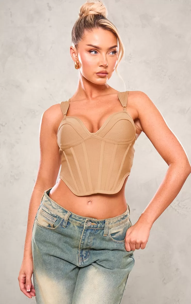 PrettyLittleThing Bandage Dip Hem Bust Cup Corset< Birthday