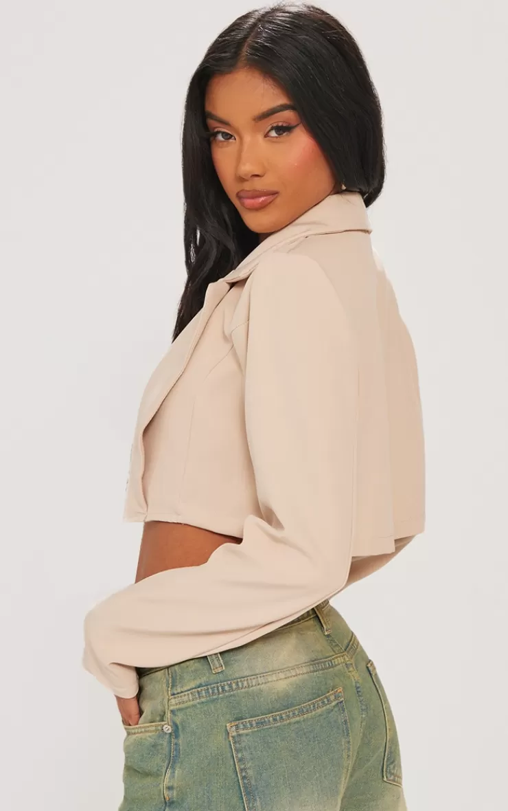 PrettyLittleThing Basic Woven Seam Detail Cropped Blazer< Going Out