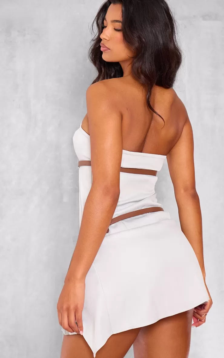 PrettyLittleThing Double Belt Bandeau Pleated Mini Dress< Mini Dresses