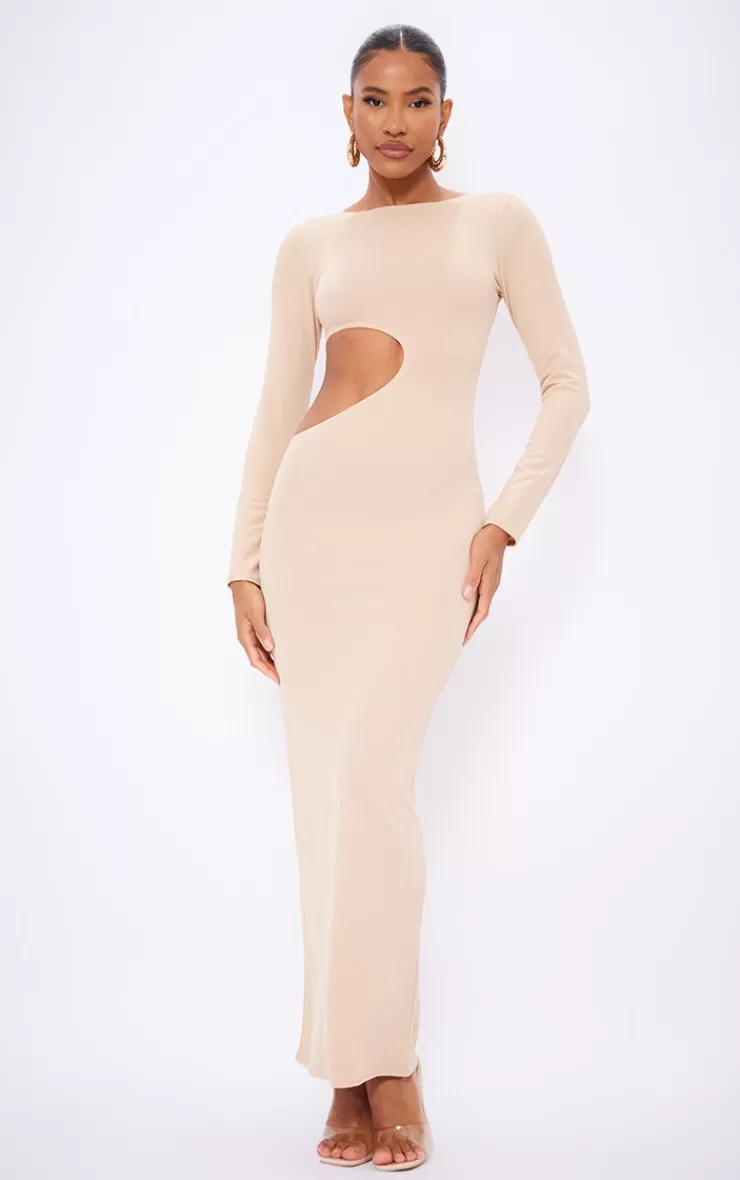 PrettyLittleThing Long Sleeve Cut Out Maxi Dress< Going Out