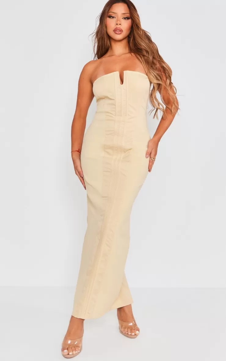 PrettyLittleThing Panel Detail V Wire Bodycon Maxi Dress< Occasion Dresses