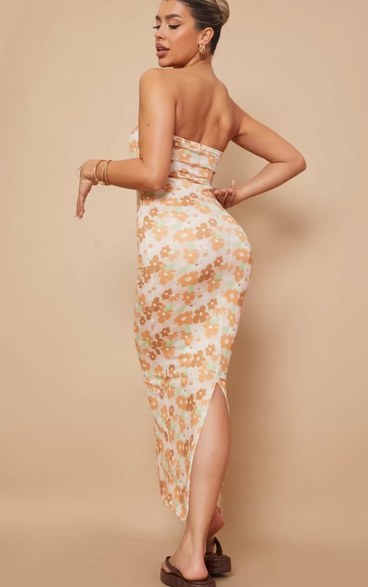 PrettyLittleThing Pastel Floral Print Bandeau Maxi Dress< Wedding Guest Dresses