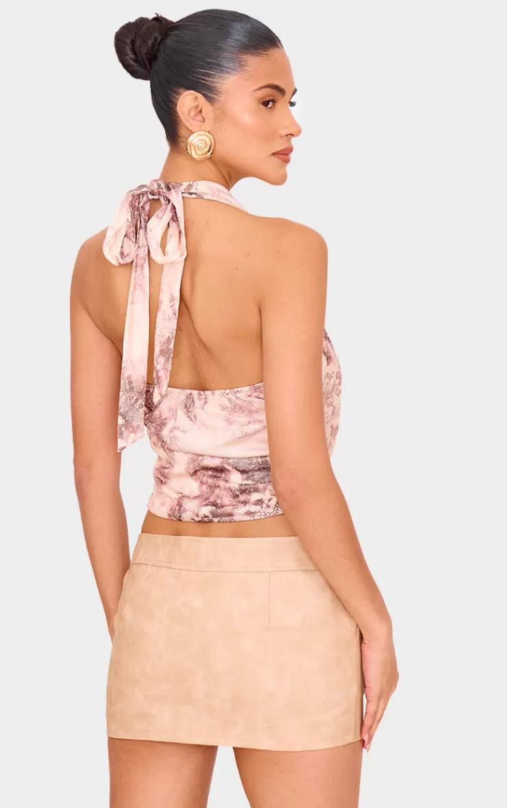 PrettyLittleThing Printed Cowl Neck Long Top< Going Out