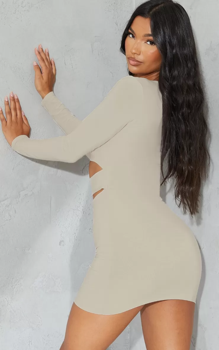 PrettyLittleThing Slinky Cut Out Waist Ring Detail Bodycon Dress< Wedding Guest Dresses