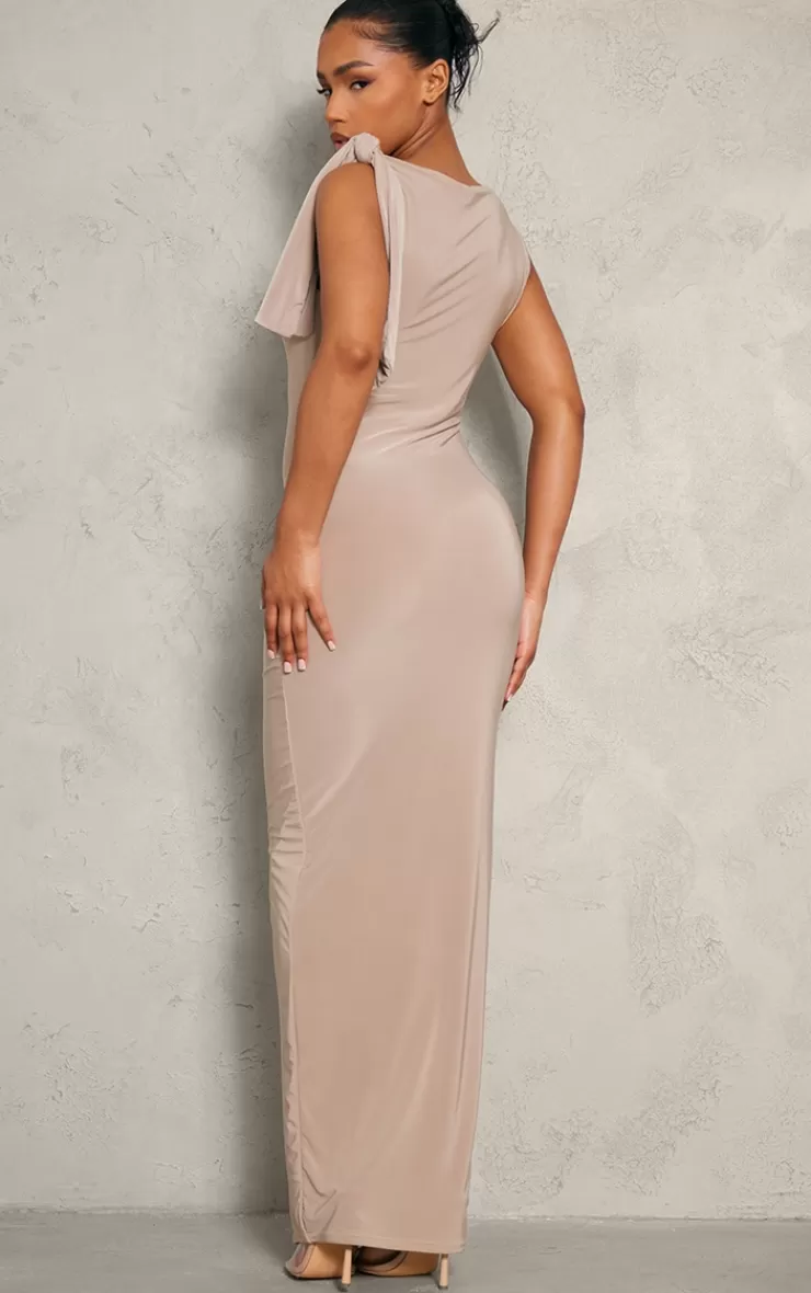 PrettyLittleThing Slinky Knot Drape Midaxi Dress< Going Out