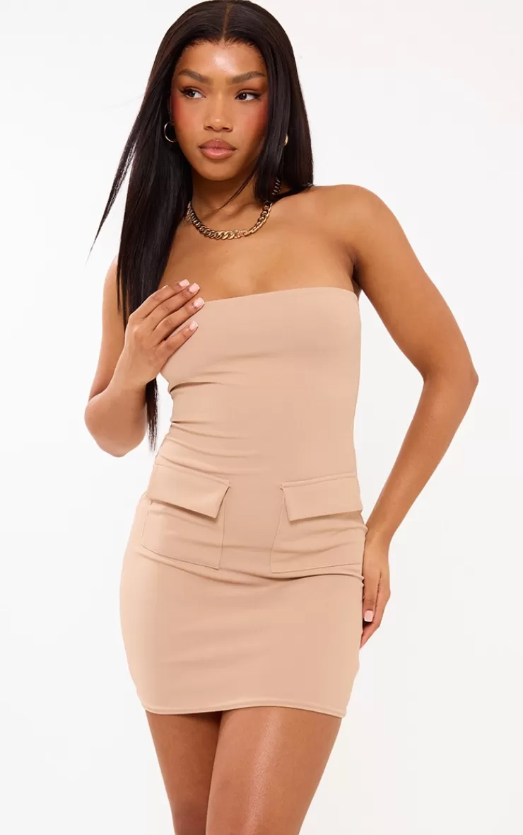 PrettyLittleThing Stretch Woven Bandeau Pocket Detail Mini Dress< Strapless Dresses