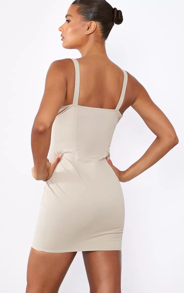PrettyLittleThing Woven Buckle Trim Cargo Style Bodycon Dress< Going Out