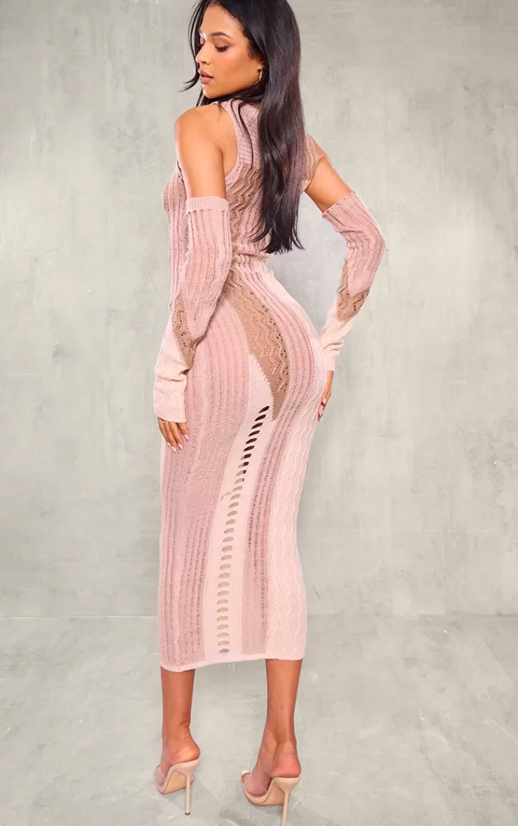 PrettyLittleThing Tall Knit Midi Dress With Matching Sleeves< Midi Dresses