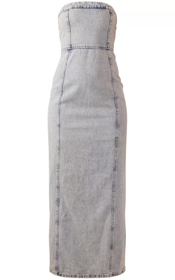 PrettyLittleThing Denim Bandeau Maxi Dress< Strapless Dresses
