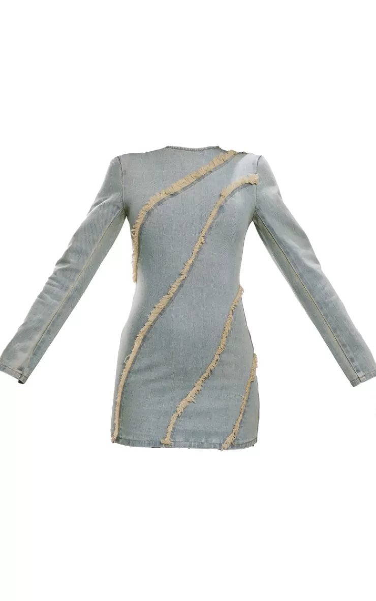 PrettyLittleThing Frayed Seam Detail Mini Dress< Mini Dresses