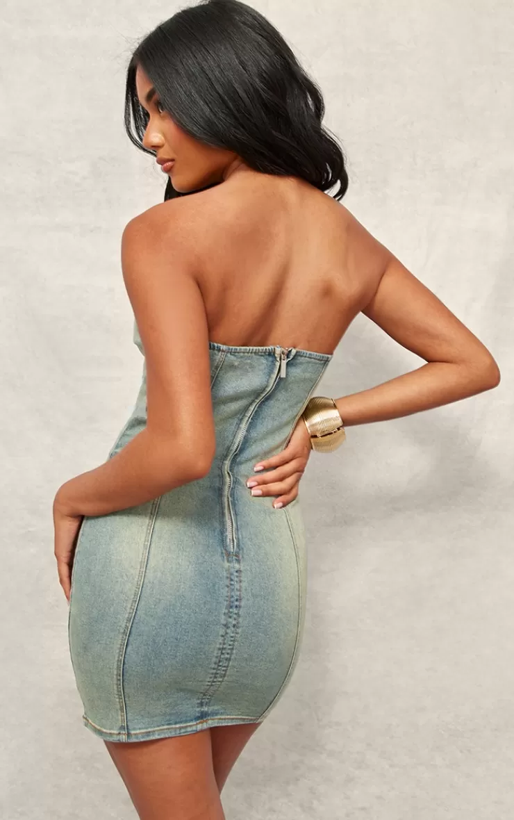 PrettyLittleThing Seam Detail Denim Mini Dress< Denim Dresses