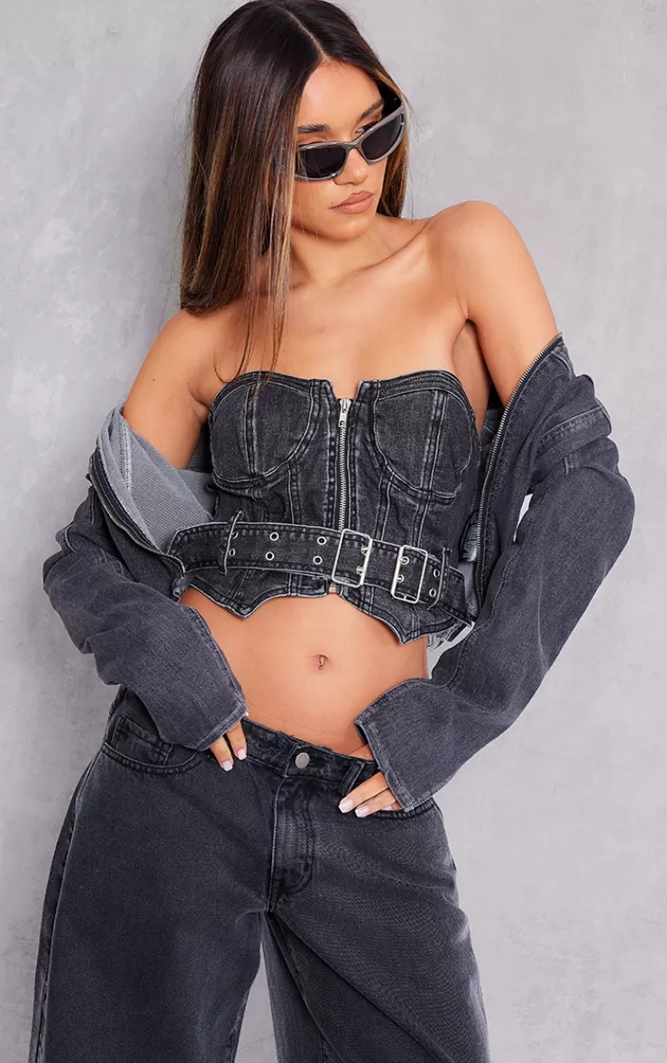 PrettyLittleThing Buckle Detail Bardot Corset< Going Out
