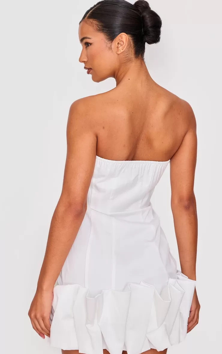 PrettyLittleThing Bow Puff Hem Bodycon Dress< Engagement Dresses