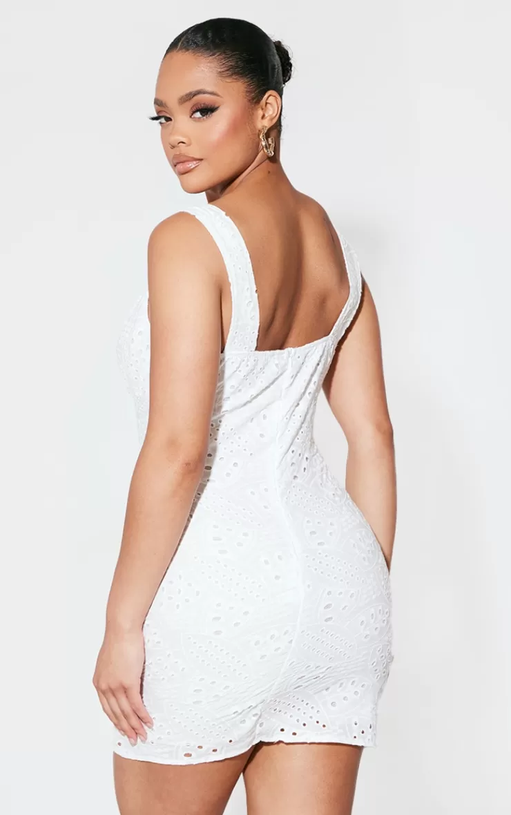 PrettyLittleThing Broderie Detail Bodycon Dress< Engagement Dresses